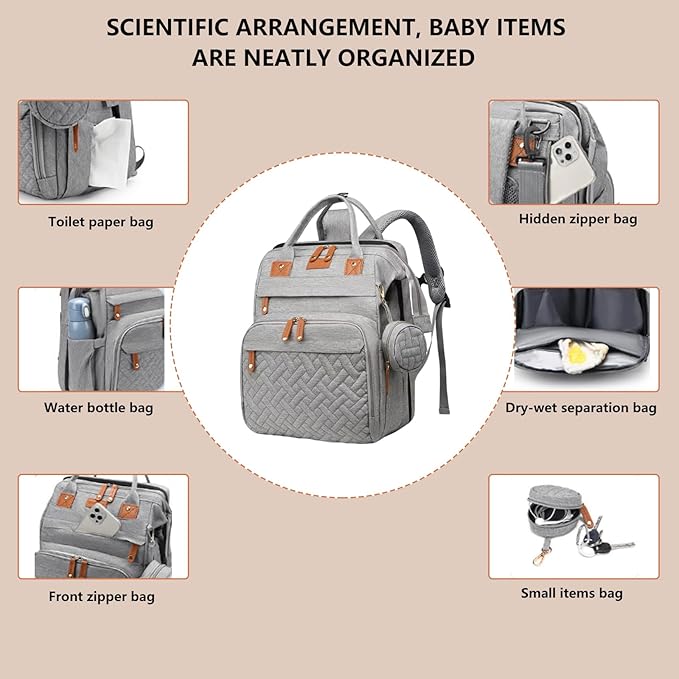 Baby Diaper Bag Backpack with Changing Station, Waterproof Large Capacity Baby - Image 6