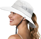 NPQQUAN Ponytail Sun Bucket Hats by NPQQUAN