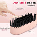 Hair Straightener Brush with Hot & Cool Air, AngKng Anti-Scald Heat Comb Straightener for Straightening Hair, 30s Fast Heating, Hot Air Straightening Brush for Women, Dual Voltage for Travel, Pink