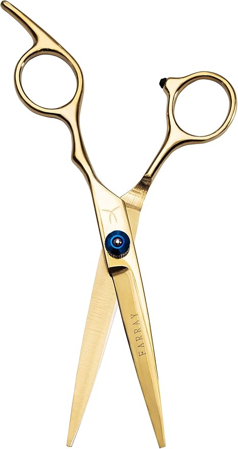 FARRAY Hair Cutting Scissors，6.5 Inch Professional Stainless Steel Barber Hair Scissors，for Both Salon and Home Use (Golden)