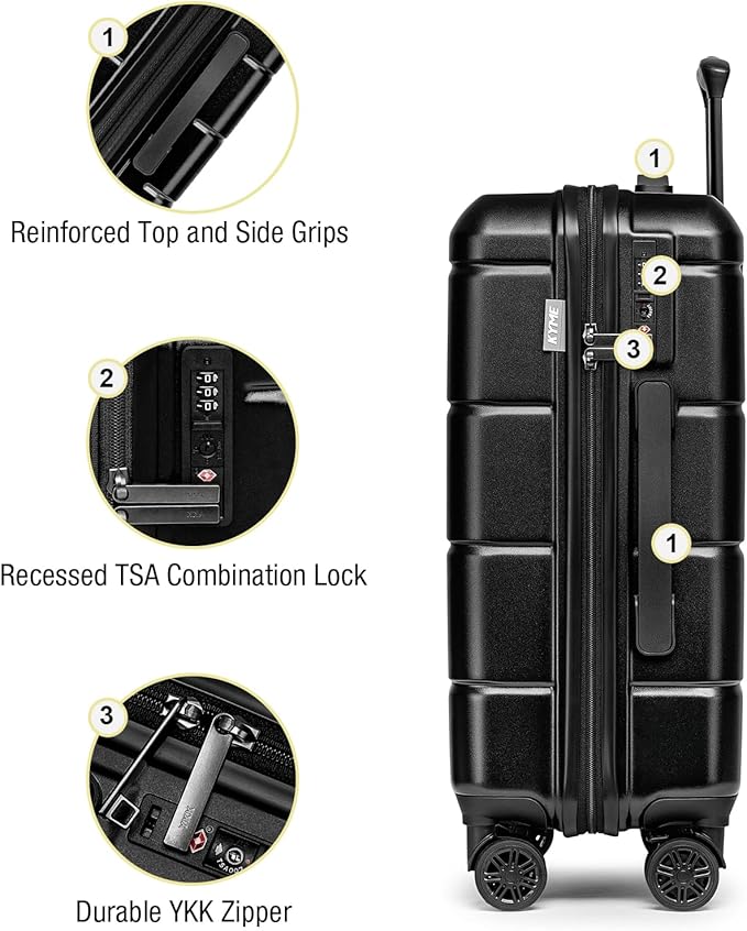 KYME Luggage Sets 3 Piece Hardshell 22in/26in/30in Suitcases - Image 5