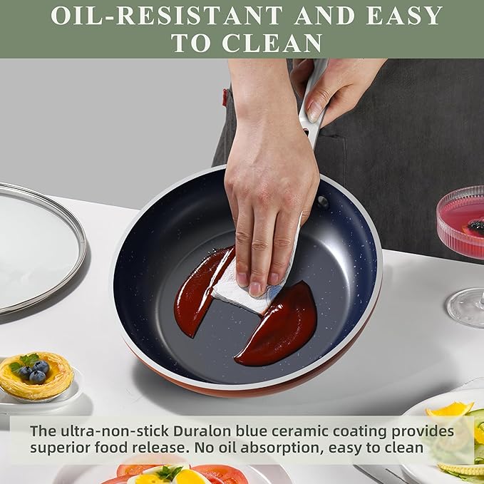 Nuwave 9pc Cookware Set Healthy Duralon Blue Ceramic Nonstick Coated, Diamond - Image 8