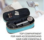 Hair Dryer Travel Carrying Case, Curling Iron Storage Bag, Slim Expandable Handheld Dual-Layer Travel Storage Bag for Dryer/Hair Tool Organizer/Style Organizer