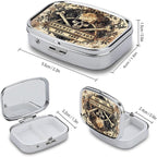 Metal 2 Compartment Pill Organizer Travel Friendly Portable Compact Pill Box - Image 2