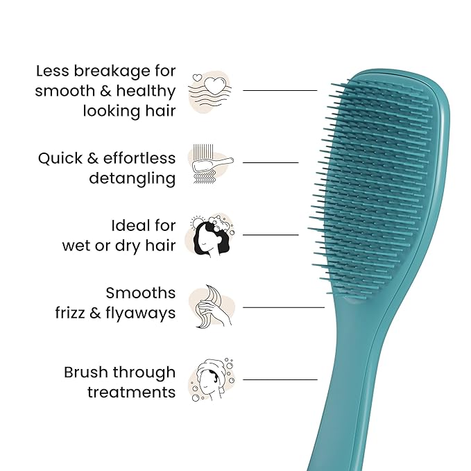 Tangle Teezer Ultimate Detangler Brush for Wet & Dry Hair, Eliminates Knots & Reduces Breakage for Straight to Wavy Hair Types, Transformative Teal