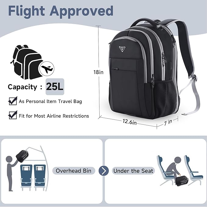 Multipocket TSA Black Travel Laptop Backpack - Image 3