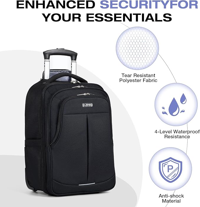 Rolling Backpack for Adults, 17 Inch Waterproof Underseat Carry On Luggage - Image 6