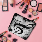 Music Notes Makeup Organizer Bag Cosmetic Bag For Men Women, Grunge Musical Notes Melody Black Travel Toiletry Bag Flax Makeup Bags Purse Business Makeup Pouch For Toiletries Cosmetics