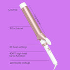 Conair Double Ceramic 1 ½-Inch Long Barrel Curling Iron, 1 ½-Inch Barrel Creates Soft Waves, Hair Waver for Use on Medium & Long Hair, White/Rose Gold