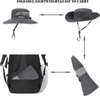Womens Summer Sun Hat Beach Hat Wide Brim Outdoor UV Protection Hat Foldable - Image 4