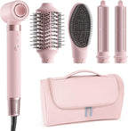 MESCOMB 5 in 1 Hot Air Styler Wrap - High-Speed Hair Dryer, Volumizing Brush with Auto Curlers, Fast Drying & Frizz-Free Styling Straightening, No Heat Damage, Includes Travel Bag, Gift for Women