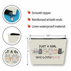 Cat Mom Makeup Bag For Women & Teen Girl Cat Lover Gifts (Girl Love Cats)