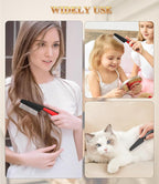 Dandruff Comb Fine Tooth Scalp Detox Comb Lice for Women, Men & Kids Stainless Steel Scalp Detoxing, Sweep & Massage Hair Brush Tool for Hair Care (1PC Red)