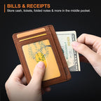 Buffway Slim Minimalist Front Pocket RFID Blocking Leather Wallets - Image 6