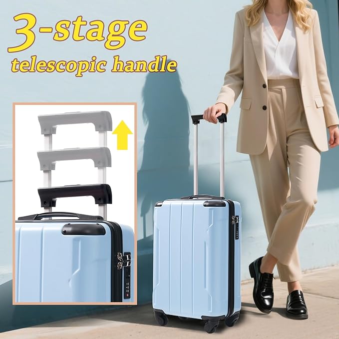 Merax Carry on Luggage Set, 20 Inch Hardshell ABS Suitcase - Image 8