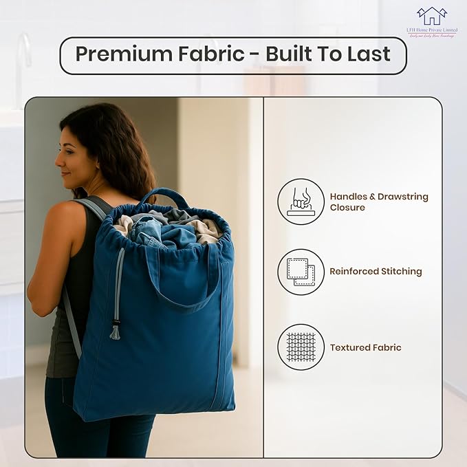 LFH Home Cotton Canvas Large Laundry Bag - Image 6