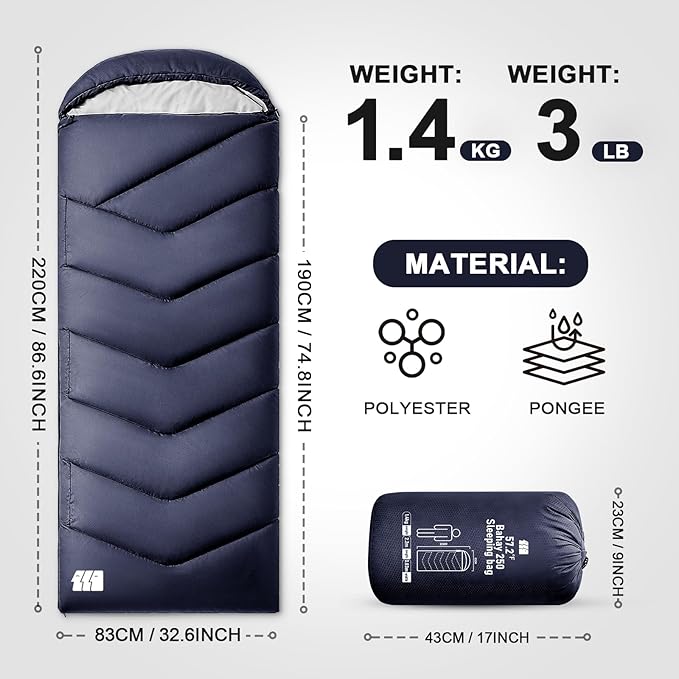 Sleeping Bags for Adults Cold Weather, Waterproof, Lightweight Camping Sleeping - Image 2