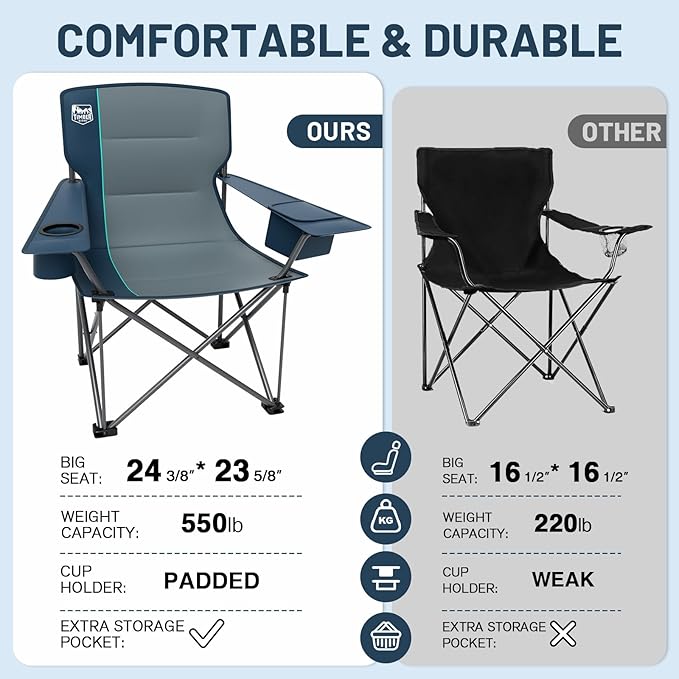 Timber Ridge 550 LBS Oversized Folding Camping Chair - Image 7