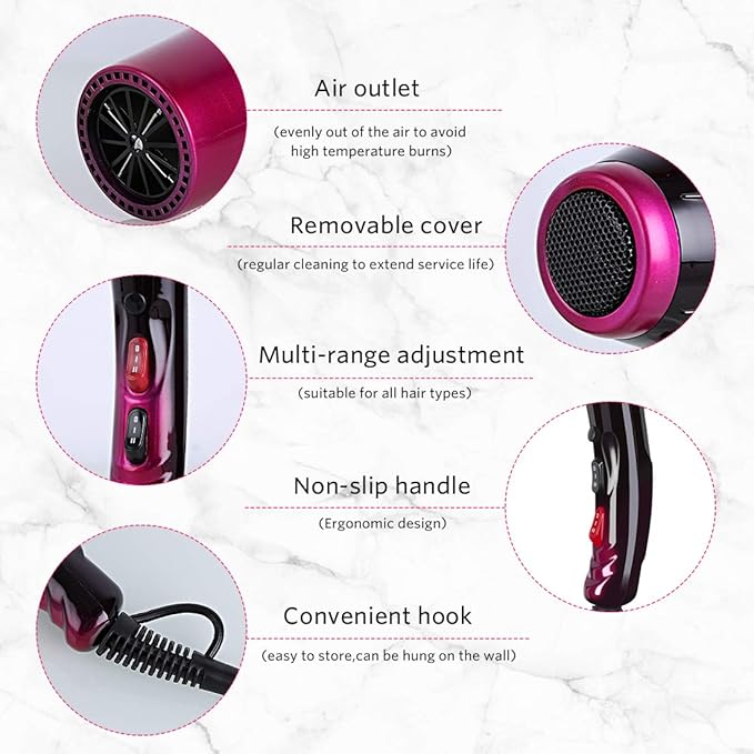 Professional Hair Dryer Powerful 3500 Watt Blow Dryer Salon Ceramic Tourmaline Ionic High Power Blow Dryer,Quick Dry Hair Dryers with AC Motor Concentrator Diffuser Attachments
