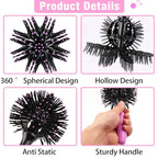 Drying Hair Brush 3D Round Hair Brushes With Alligator Hair Clips and Wide Tooth Comb Women Blow Detangling Ball Hair brush 360° Curly Styling Circle Hair Comb