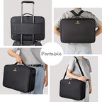 Relavel Makeup Case Large Makeup Bag Professional Train Case 16.5 inches Travel Cosmetic Organizer Brush Holder Waterproof Makeup Artist Storage Box, 3 Layer Large Capacity, with Adjustable Strap
