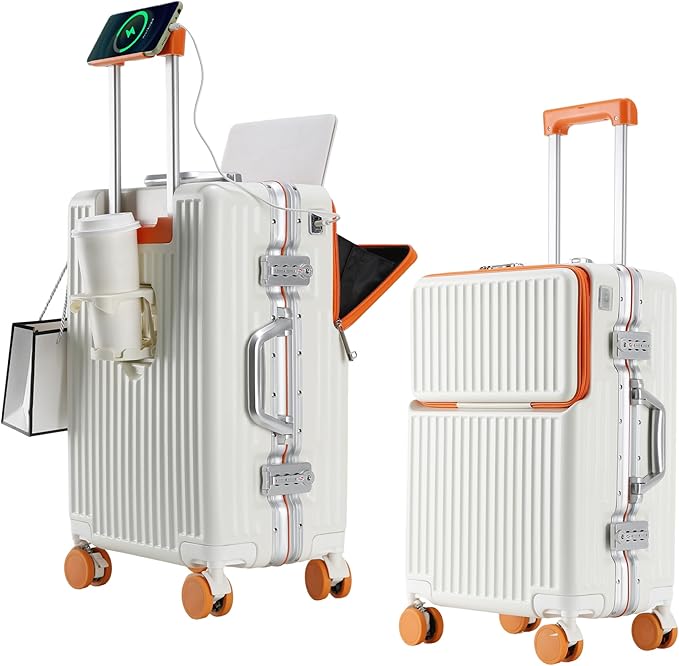 2-Piece Hardshell Zipperless Luggage Set, 20/26" Aluminum Frame Hardshell by cycyCarry