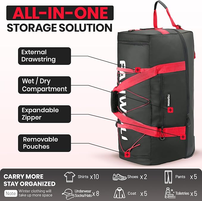Fanwoli 30'' Rolling Duffel Bag - Image 5