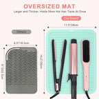 Oversize Silicone Heat Resistant Mat, Professional Hot Hair Tools Mat for Curling Iron, Flat Iron, Hair Straightener, Portable Hot Pad Cover with Velcro for Travel Home Salon(14.2" x 11.0")