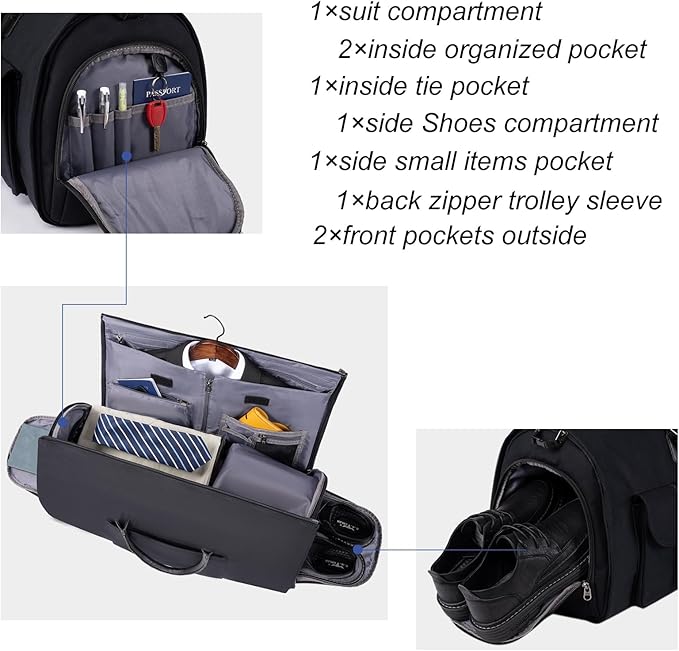Modoker Garment Convertible Weekender Bag, Carry on Canvas Garment Duffle Bag - Image 3