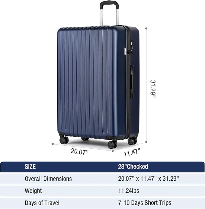 KYME 30-Inch Large Checked Luggage, 100% PC Hardside Suitcase - Image 5