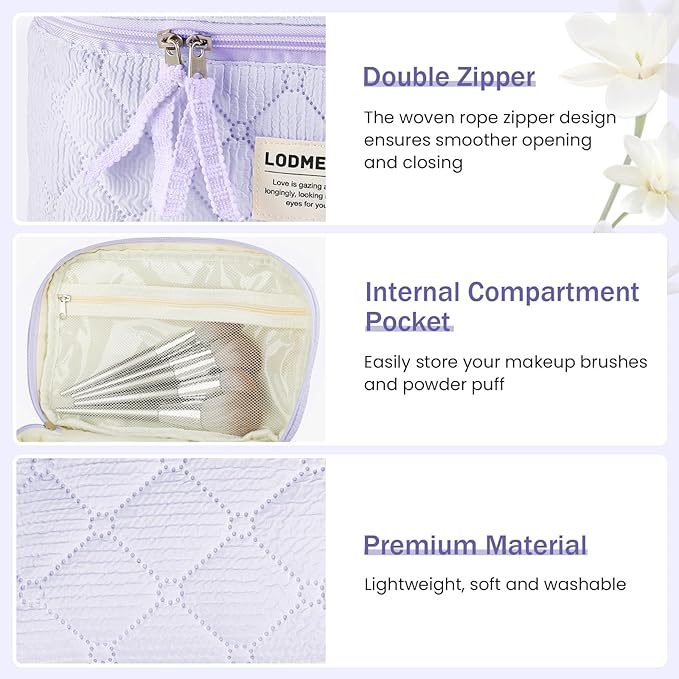 Makeup Bag 3 PCS Cosmetic Bags for Women, Large Travel Make up Bag Set Cute - Image 5