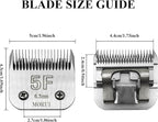 5F Cut Length 1/4”(6.3mm) Detachable Pet Dog Clipper Blades UltraEdge Series Clipper Blades for Dog Grooming Compatible with Most Andis,Oster A5 Wahl KM Series Clippers