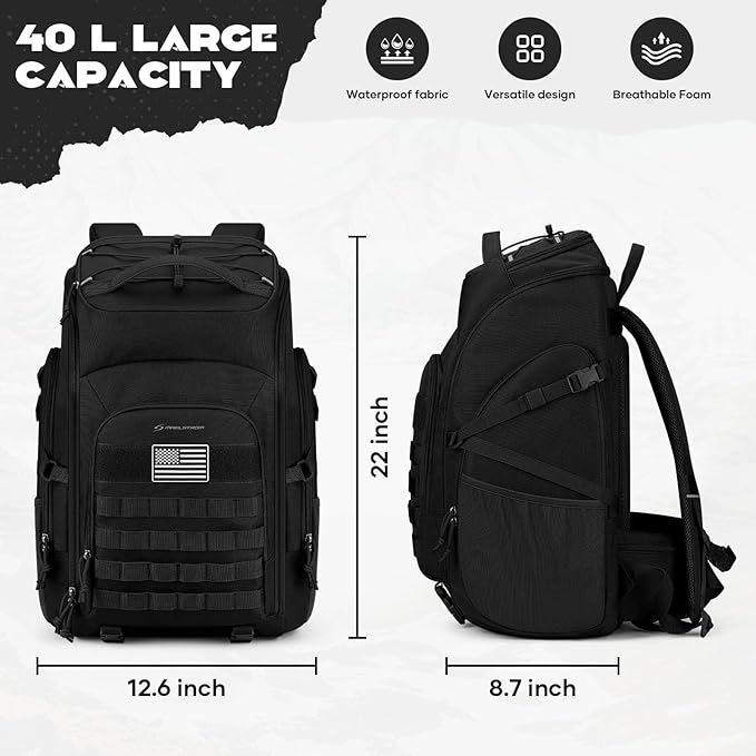 Maelstrom Tactical Backpack for Men, 40L Military Backpack, Water Resistant - Image 4