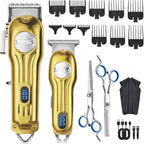 DSP Professional Hair Clipper for Men, Clipper and Trimmer Set - Electric Clipper for Hair Cutting, Cordless Barber Clipper Set with LED Display for Men Gift (Gold)