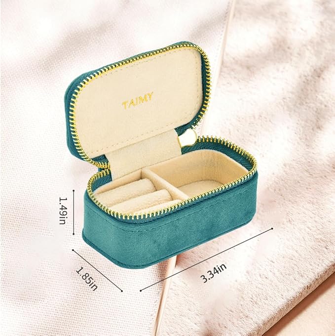 Small Travel Jewelry Case, Mini Tiny Plush Velvet Jewelry Box - Image 3