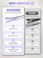 SHEGLAM Hair Cool Lock Airflow Styler, 360° Airflow Styler Curling Iron, Hair Curler with Cooling Air Vents to Lock in Style, 4 Adjustable Temp, Dual Voltage, Fast Straightening