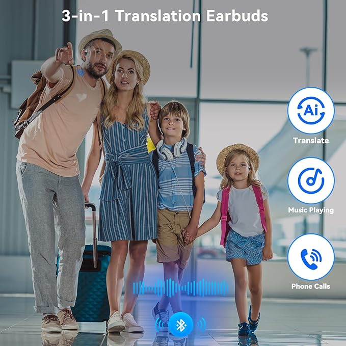 AI Translation Earbuds Real Time- 144 Languages, Meeting Assistant, LCD Touch - Image 3
