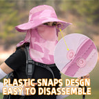 Sun Hats for Men Women Fishing Hat UPF 50+ Breathable Wide Brim Summer UV Protection Hat with Face Cover & Neck Flap (Camo Pink(with Face Cover & Neck Flap ))