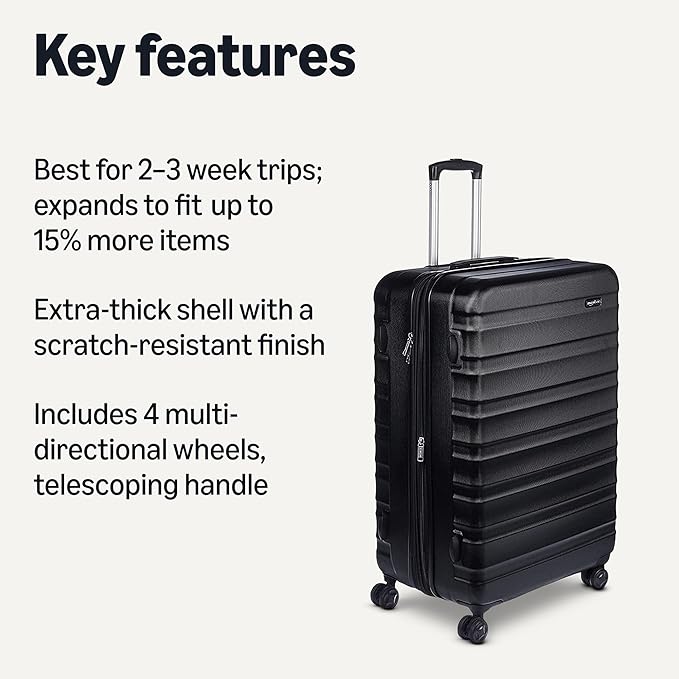 Amazon Basics 30" Hardside Large Checked Luggage, Hardshell Suitcase - Image 2