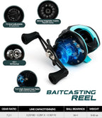 Fishing Pole Combo Set – Spinning & Baitcasting Travel Lure Rod Kit, Medium - Image 3