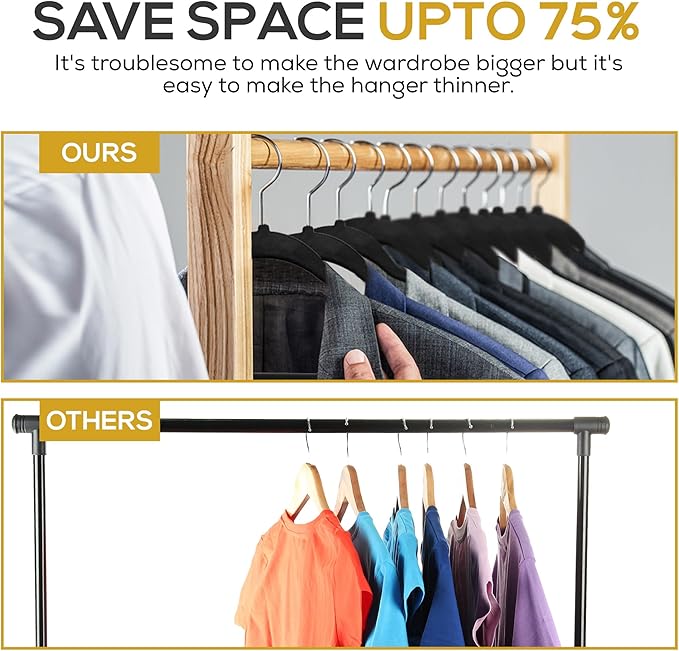 Premium Black Velvet Hangers 30 Pack – Space Saving Felt Hanger, Non Slip - Image 5