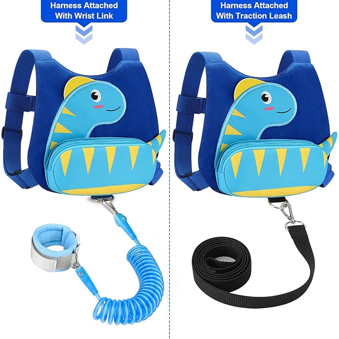 Accmor Toddler Harness with Leash, Cute Dinosaur Kids Harness + Anti Lost Wrist - Image 3
