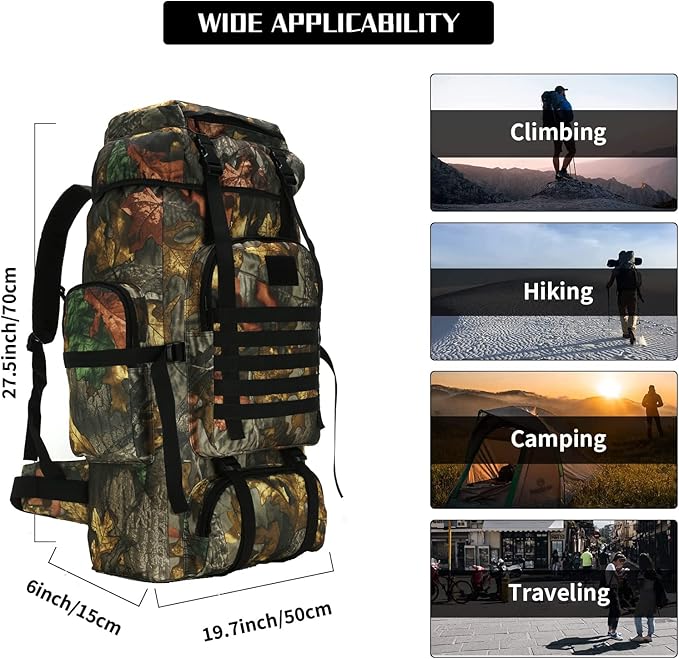 Hiking Backpack for Men 70L/100L Camping Backpack Military Rucksack Molle 3 - Image 4