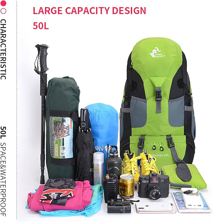 Bseash 50L Hiking Backpack, Water Resistant Lightweight Outdoor Sport Daypack - Image 9