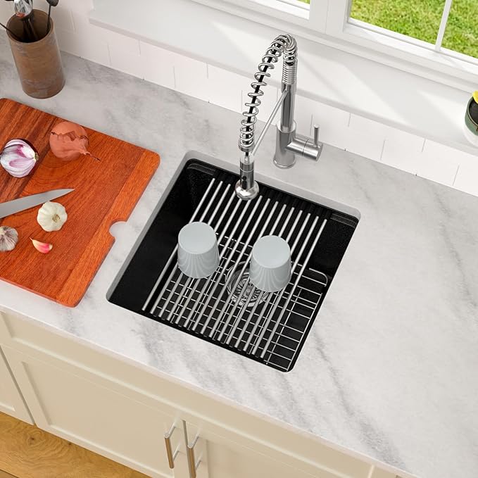 Dcolora 18 In. Wet Bar Sink Granite Composite Undermount Kitchen Sink Black - Image 3