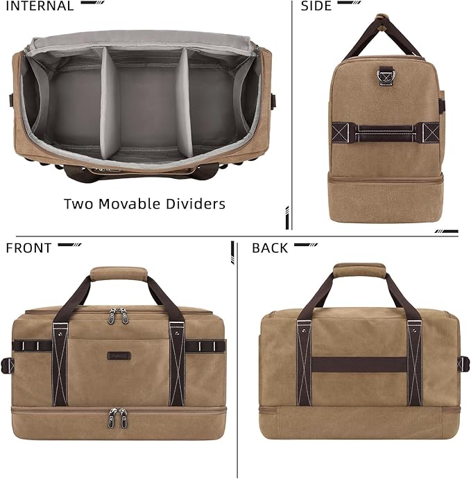 ZOMFELT Travel Duffle Bag for Men, Waterproof Canvas Overnight Duffel Bag - Image 7
