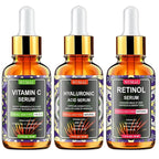 3 Pack Face Serum Set - Includes Vitamin C, Retinol & Hyaluronic Acid - Firming, Brightening & Hydrating - Reset Your Skin Day and Night