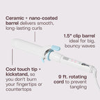 Mane 1.5 Inch Curling Iron - Ceramic Hair Curler for Glossy Large Curls & Soft Waves - Everyday Curling Iron 1 1/2 Inch For All Types & Textures - Nano-Coated Hair Tools for Long-Lasting Hold & Shine