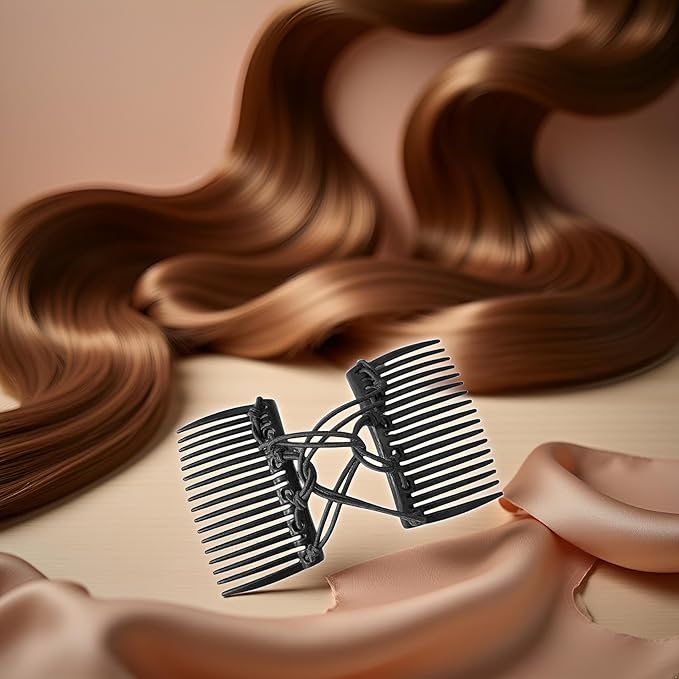 Black Adjustable Elastic Hair Comb,Stretchy Double Comb Hair Clip,No Crease Hair Pins Double Slides Hairpins Combs Women Hairs Styling Accessories Hairs Care Styling Tools and Appliances