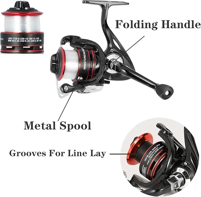 Fishing Pole Combo Set, 2.1m/6.89ft 2PCS Collapsible Rods 2PCS Spinning Reels - Image 2